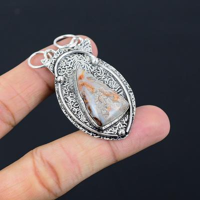 Halloween Sale Crazy Lace Agate Stone 925 Sterling Silver New Unique Pendant