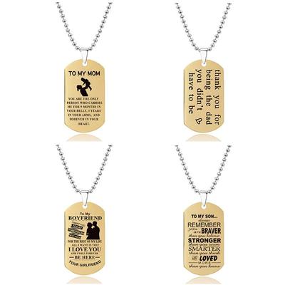 Engraved Gold Stainless Steel Necklace: Thanksgiving & Christmas Gift