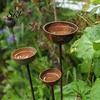 Durable Steel Garden Stake 3Pcs Ground Weatherproof Metal Stakes Multi-functional Insect Trough Accessory Bird Watering Station for Outdoor Yard Patio