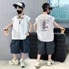 Children's clothing boys' summer sleeveless set 2026 new summer mid size children's sports vest summer style cool and fashionable