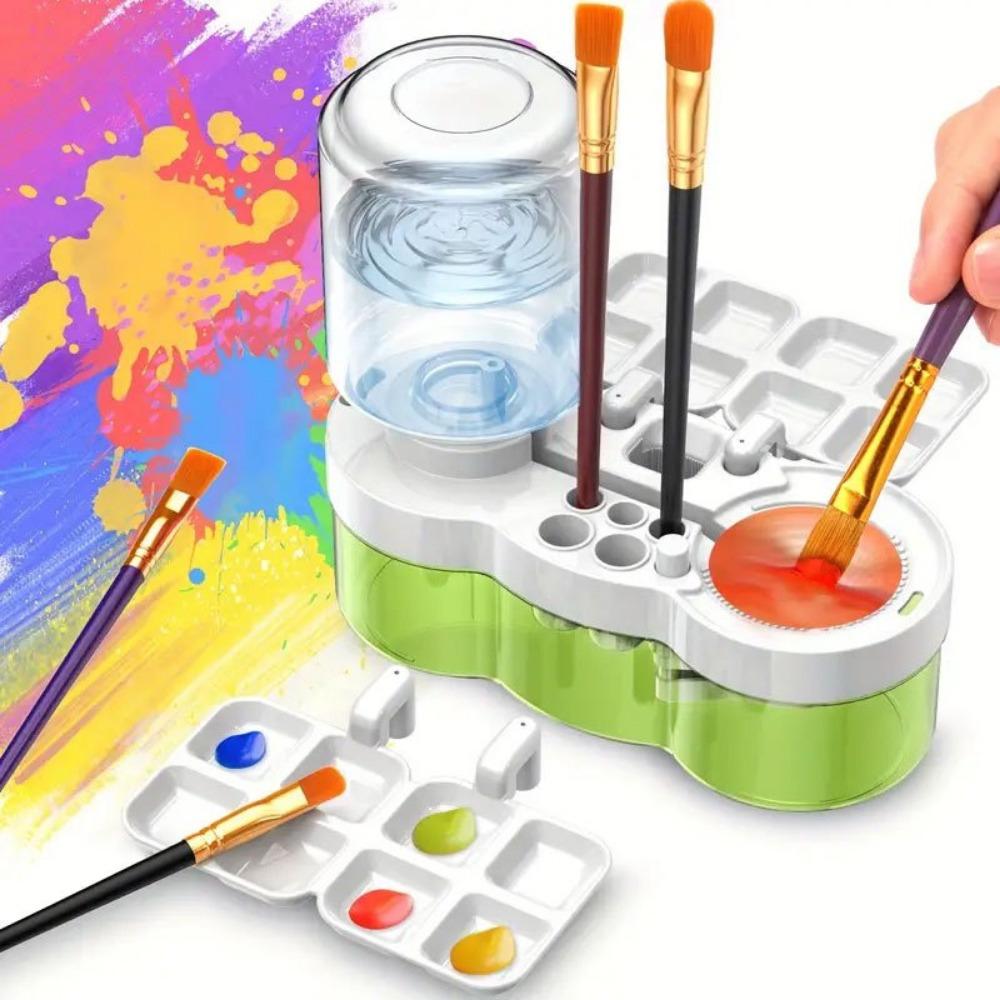 Upgrade-Pinselreiniger mit Ablassknopf Wasserzirkulation Pinselreinigungsmaschine Reinigeimer Kinder Kinder Kunstwerkzeuge
