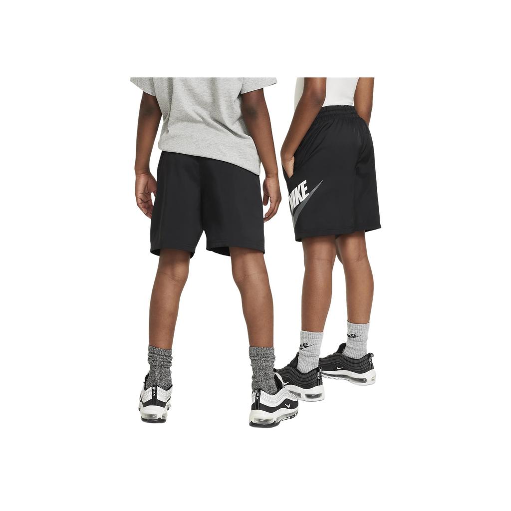Nike Sportswear Woven Shorts With Letter Print And Elastic Mid-Waist Fit Kids Bottoms Black FN8756-010
