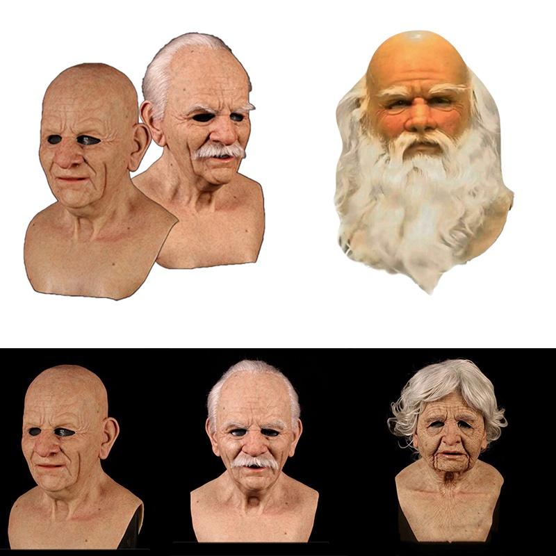 Stara Realistyczna Lateksowa Męska Maska na Twarz Przebranie Kostium Cosplay Halloween
