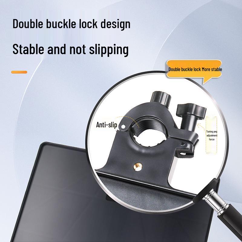 Regulowany stojak muzyczny z uchwytem na nuty, miejscem na telefon, metronomem, kartą dźwiękową i półką na akcesoria