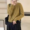 Korean Style Wool Cardigan - Women's Round Neck Knit Sweater, Slim Fit, Short Cashmere Layer for Spring & Autumn.