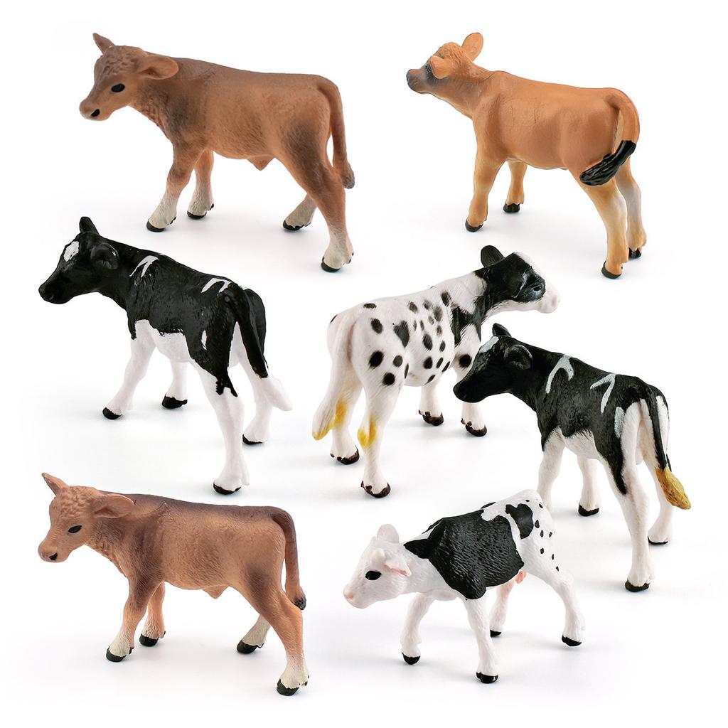 Delightful Farm Pvc Animal Figurines Black Spotted Dairy Cow Yellow Cow Jersey Calf Toys