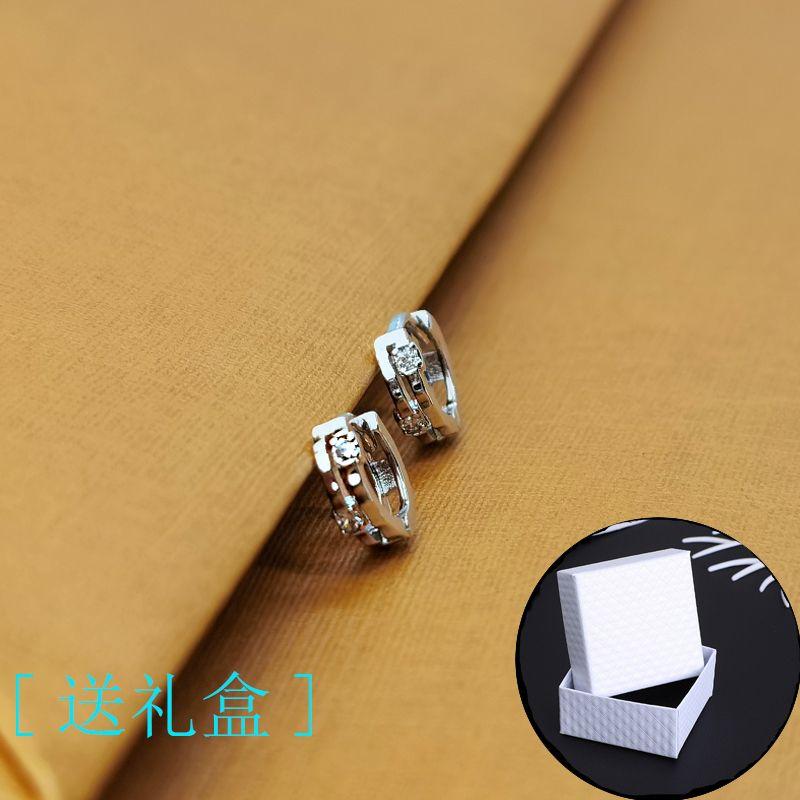

925 Sterling Silver Women s Niche Summer Sleeping No Need to Take off Circle Double ear buckle silver 6mm a pair [gift box]]