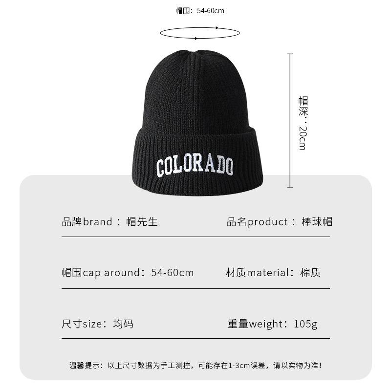 Wool hat men's autumn and winter tide brand versatile big head circumference warm ear protection knitted hat embroidery letter cold hat