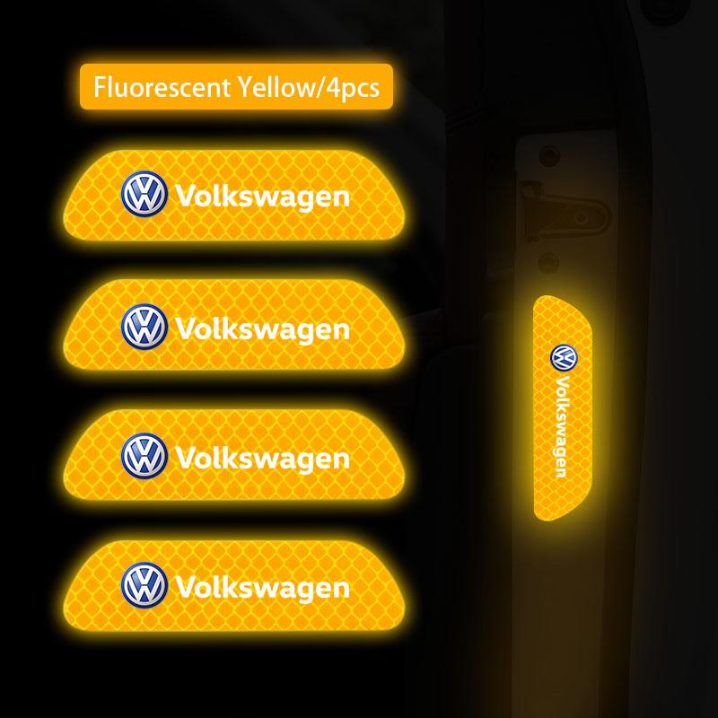 WGLRK1 4Pcs Volkswagen Safety Warning Night Reflection Car Stickers For VW Scirocco GTI Polo Golf CC T5 GTE Passat Variant b6 Jetta