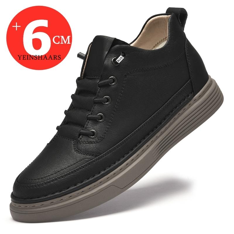 New Men 6cm Elevator Shoes Casual Men Lift Sneakers Genuine Cow Leather Leisure Designer Shoes Height Increase Taller Shoes