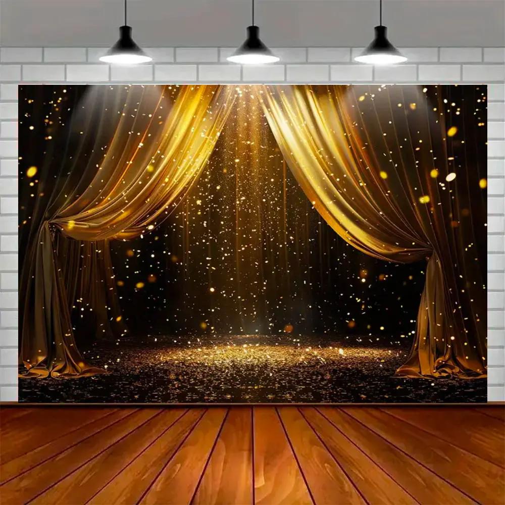 Party Ball Background Golden Glittering Stage Horseracing Sparkling Star Photography Children Birthday Background Decoration