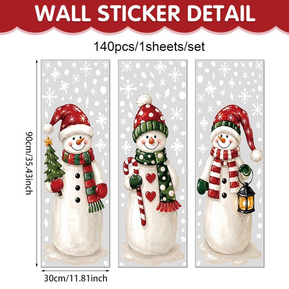 Snowflake Window Decals Cartoon Snowman Window Clings Creative Decorative Sticker Home Decoration