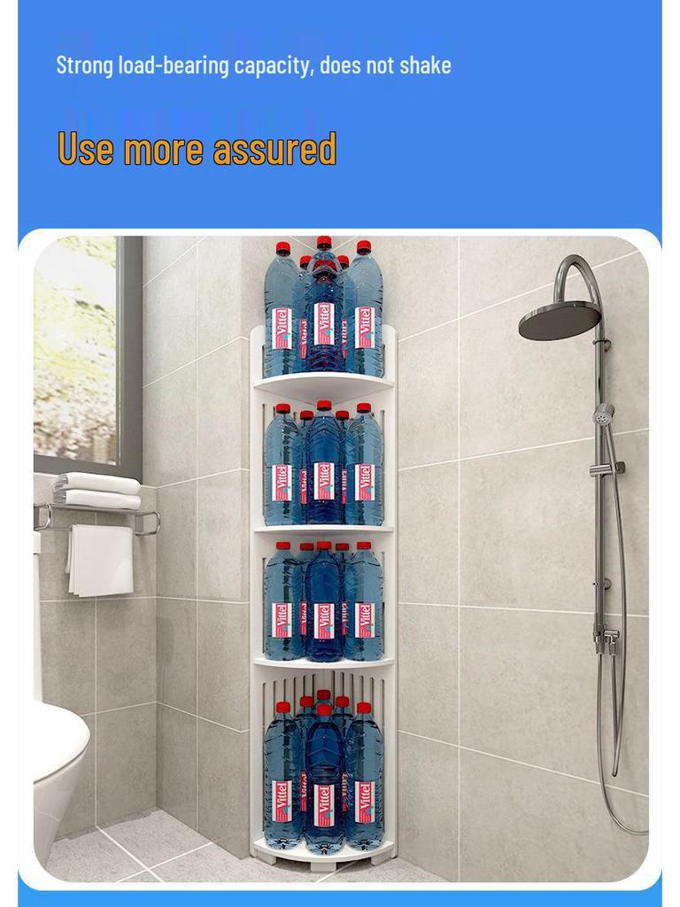 Prateleira de Canto Triangular para Chão de Banheiro para Artigos de Higiene