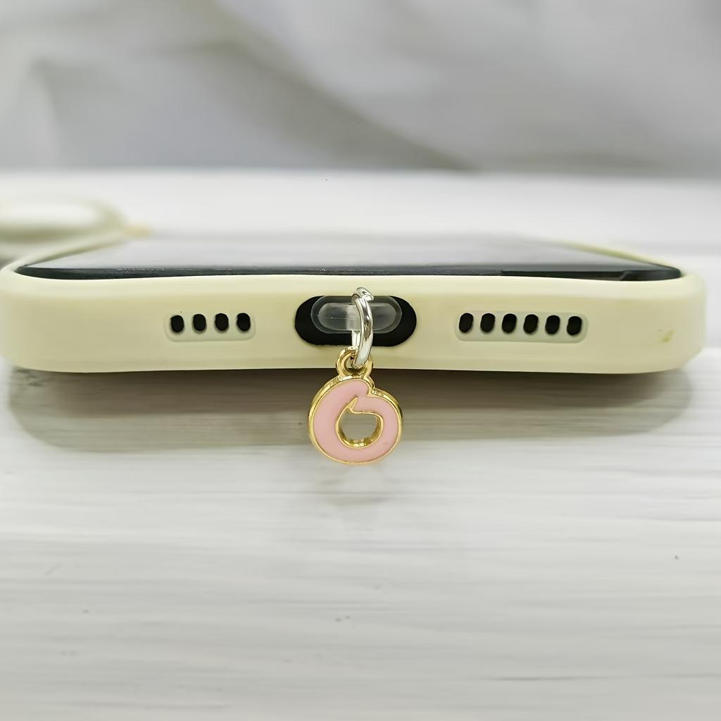 1 Stück Legierung Rosa Buchstabenanhänger Handy Staubschutzstecker Wasserdicht Staubdicht Staubfest