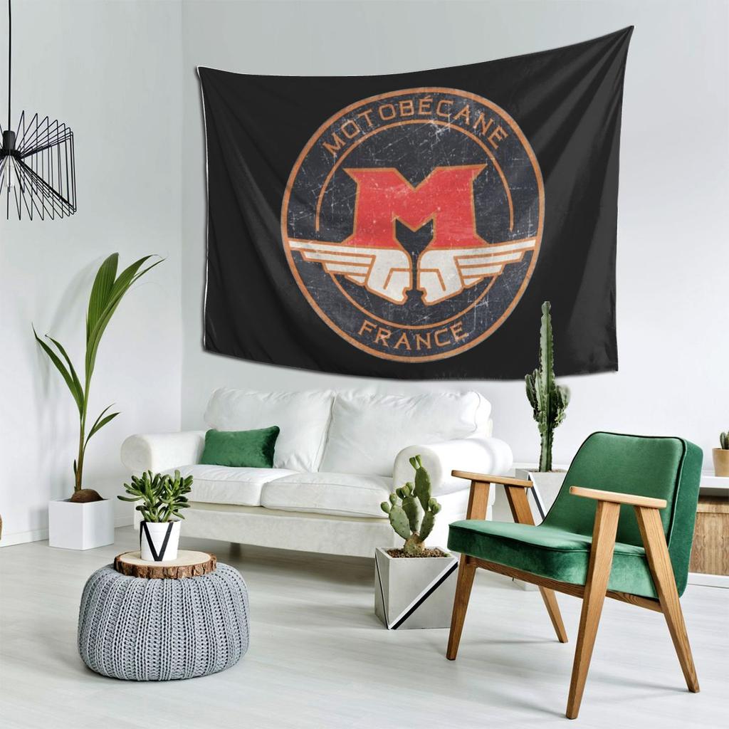 MOTOBECANE  Retro Badge Tapestry Decor Art Aesthetic Tapestries for Living Room Bedroom Home Wall Cloth Wall Hanging