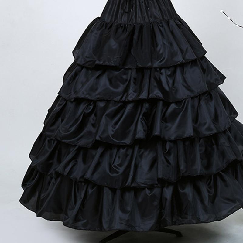 Women Crinoline Petticoat Black Ruffles Hoop Skirt Floor Length Ball Gown Slip Girls Underskirt for Wedding Bridal Dress