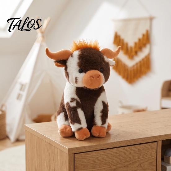 Comfort Companion Doll Highland Cow Stuffed Animal Toy, Soft Plush Scottish Cattle Doll, Cute Sitting Calf Decor Farm Present for Adults Kids