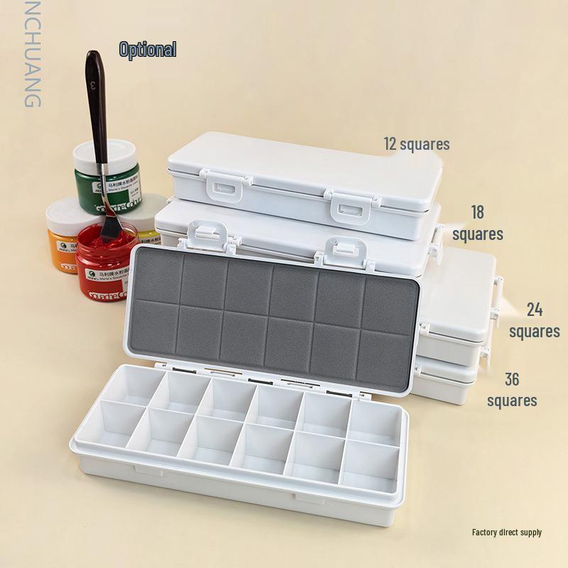 Flip-Top Gouache Acrylic Paint Box with Palette & Storage