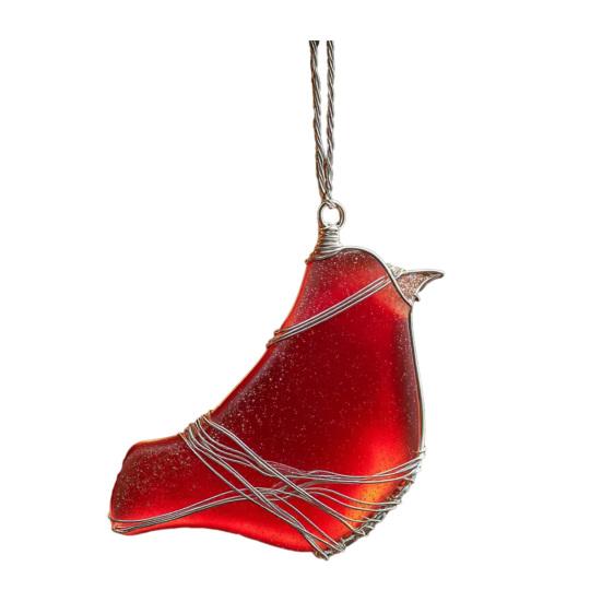 Sea Glass Bird Ornaments Handmade Ocean Style Hummingbird Bluebird Hanging Decoration Sea Glass Art Keepsake for Coastal Xmas Tree Decor