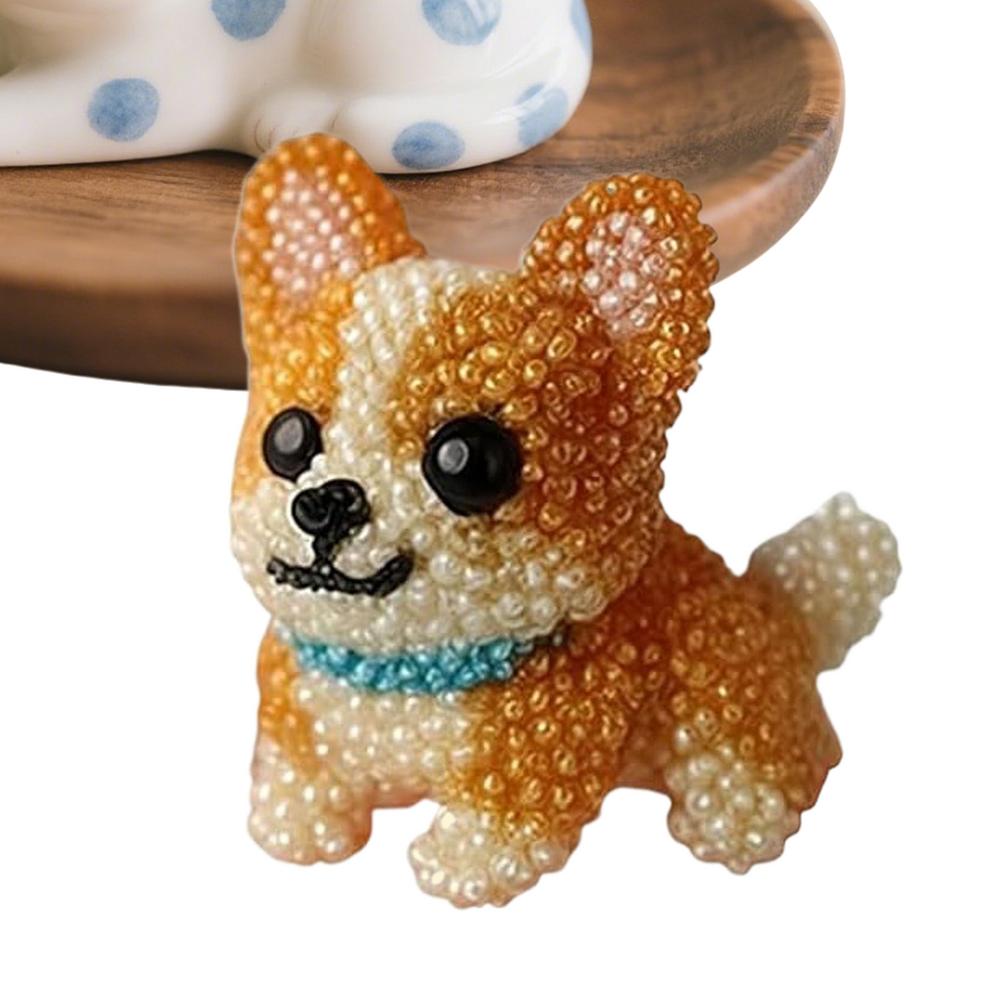 Dog Bead Embroidery Kit Three-Dimensional Dog Animal Bead Embroidery Kit Ornament Making Sewing Art Complete Accessories for