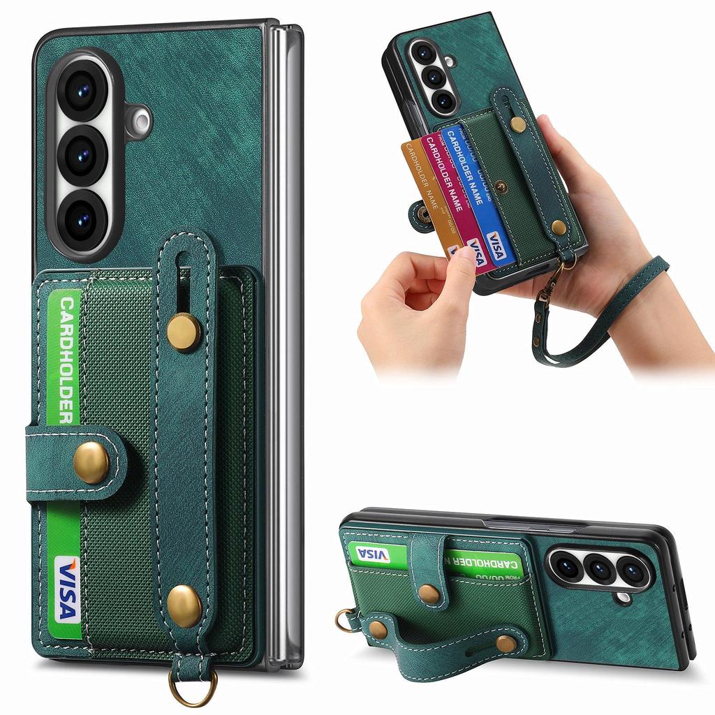 Galaxy Z Fold7 Leather Case with Card Slots - Multifunctional Folding Wallet Protective Cover for Samsung ZFold6