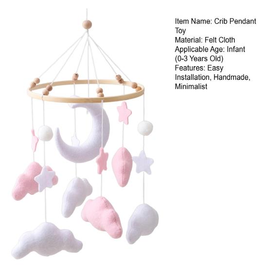 Baby Cloud Mobile for Crib Handmade Felt Nursery Decor with Stars Moon Soft Stroller Hanging Toy Gift for Boys Girls