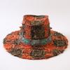 European and American Classic Retro Old Plaid Burr Jazz Hat Men's and Women's Outdoor Sunscreen Sunshade Big Eaves Western Cowboy Hat