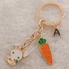 Fashion Cute A-Z Letter Women's Cartoon Rabbit Keychain Cute Enamel Rabbit Carrot Car Bag Pendant Accessories Gift