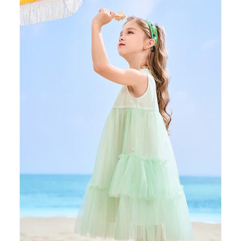 Montagut Kids' 2026 Summer Girls' Spliced Mesh A-line Dress
