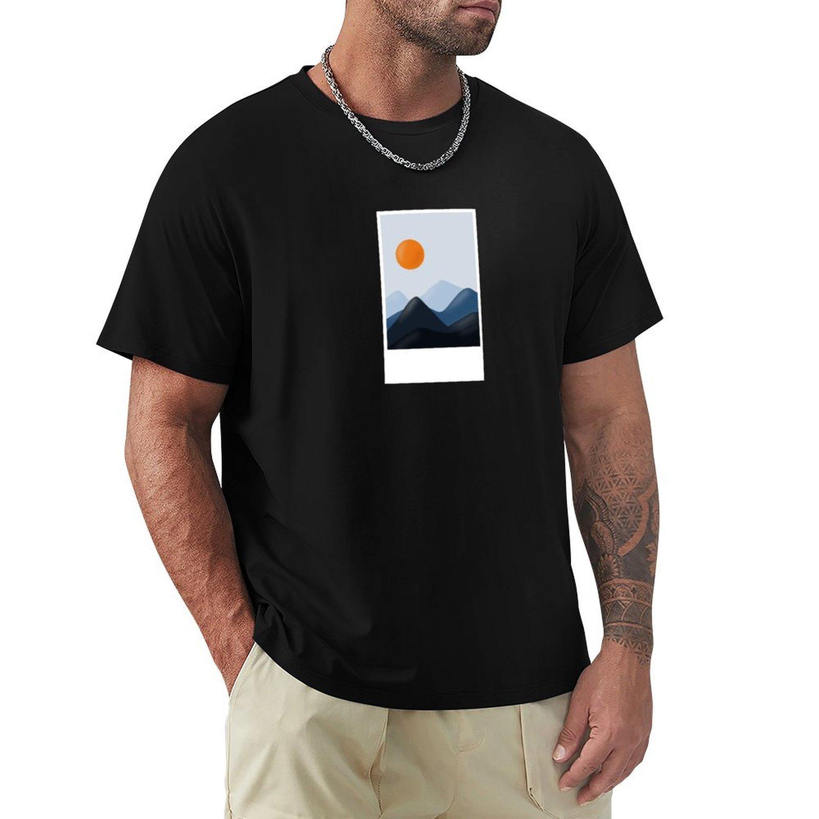 Minimalist Mountain Scene TShirt graphic t shirt vintage graphic shirts rapper graphic tees Short sleeve tee luxury clothes men 4XL