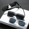 3Pcs Men's Retro Square Frame Glasses Set Classic Trendy for Holiday Party Outdoor Decoration