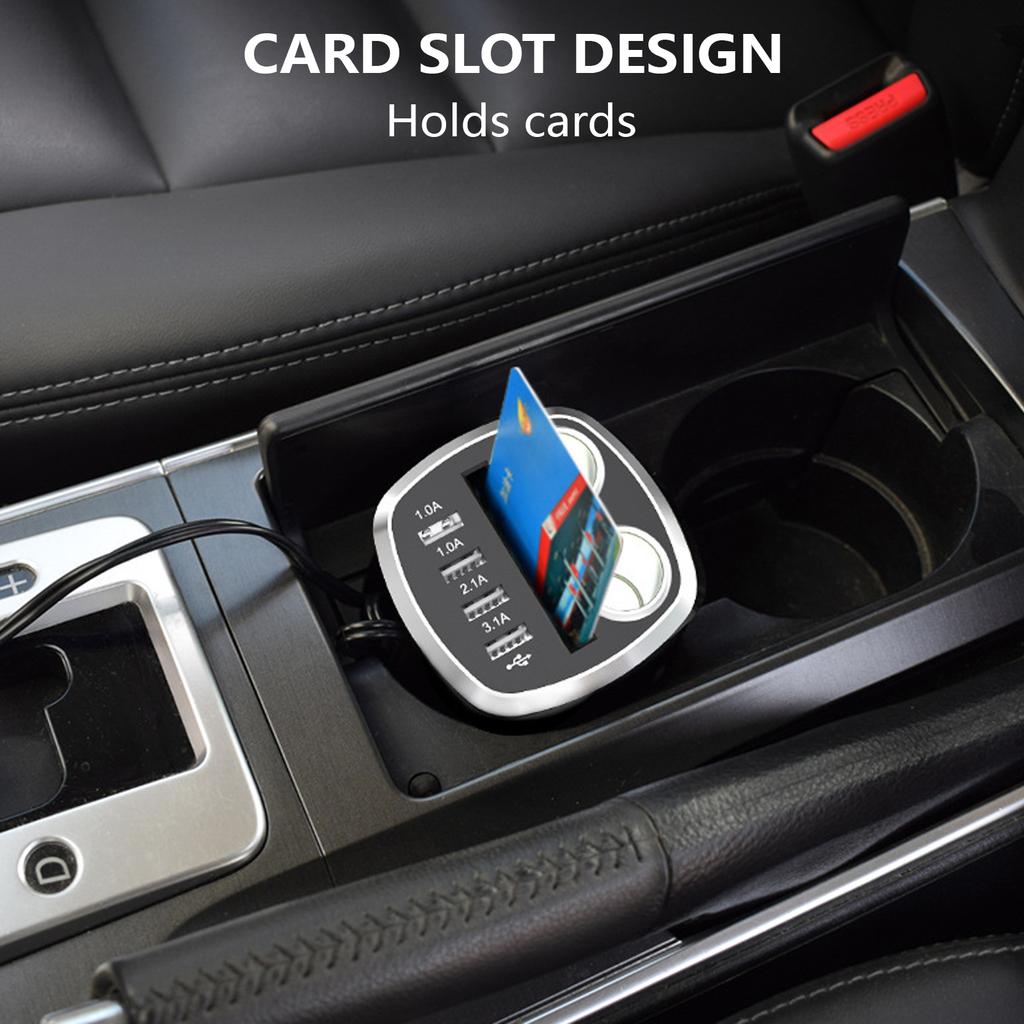 2 Socket Car Splitter Charging Adapter Adapter 6 in 1Power Outlet 120W with 4 USB Car Charger Adapter Charging Adapter