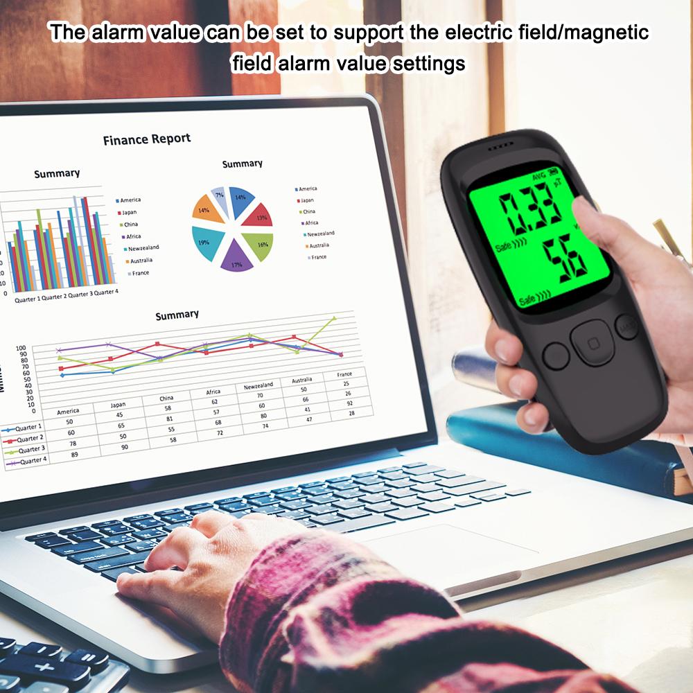 Handheld Portable LCD Display Electromagnetic Radiation Detector Magnetics Field Electric Field