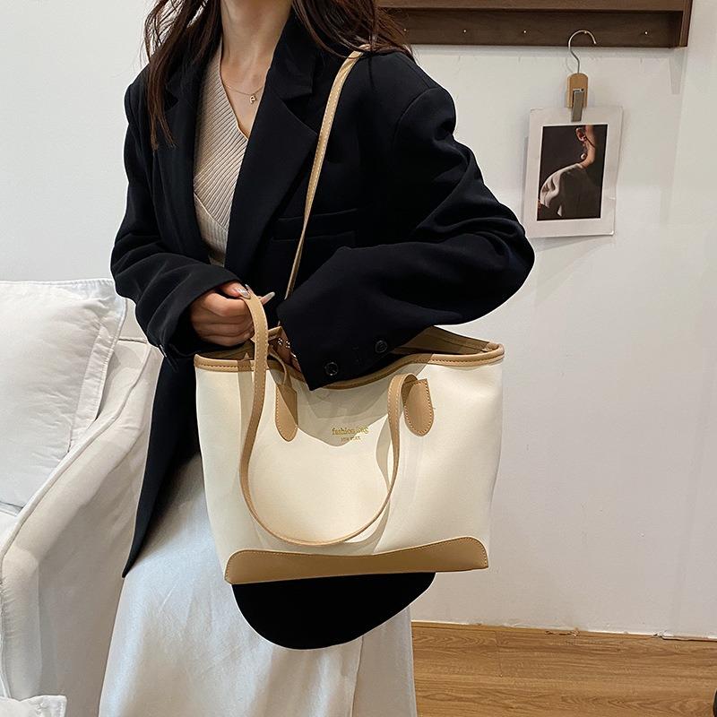 Simple and popular bucket bag women's bag new fashionable versatile commuter large-capacity tote shoulder bag