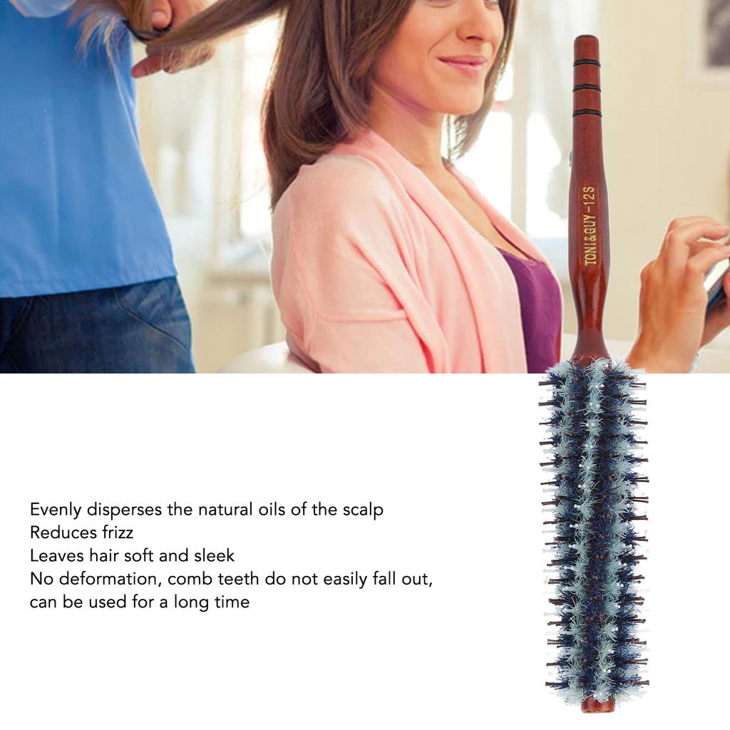 Round Styling Hair Brush High Temperature Resistant Prevents Static Boar Bristle Round Brush for Salon Home 12s Minimum Size