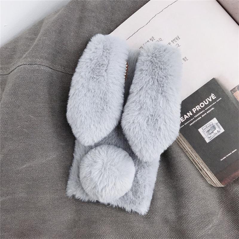 Soft Fur Phone Case For Samsung Galaxy M55s M35 M15 M54 M34 M14 M53 M33 M23 M13 M62 M52 Core Furry Rabbit Bunny Warm Plush Cover