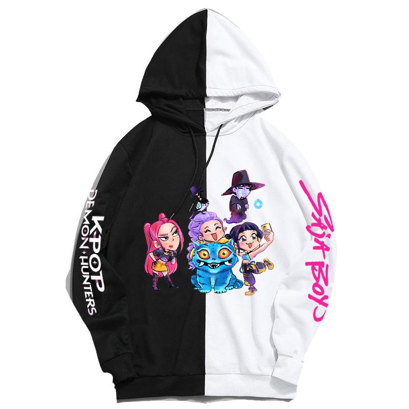 KPop Lovci démonů Periferní Barevně blokovaná Mikina Ležérní Pohodlná Podzim Zima Uvnitř Venku Všestranná Módní Mikina