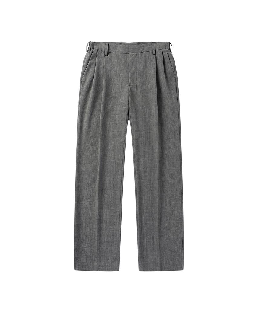 SOLEW Double-Tuck Regular Fit Slacks_Gray