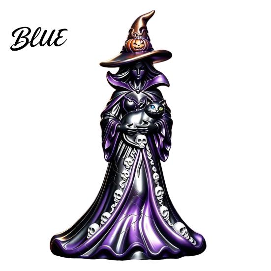 Tabletop Halloween Accent Witch Figurine  Resin Black Cat Statue with Pumpkin  Retro Party Supplies Sculpture  Gothic Ornament for Display And