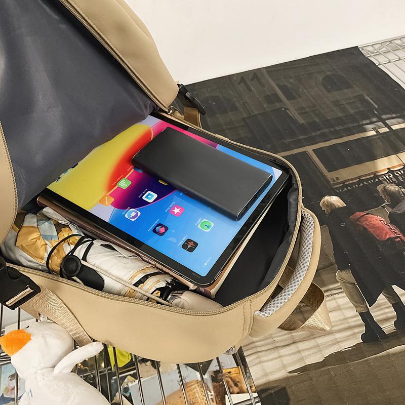 Women Large Capacity Backpack Boys Girls Color Contrast Backpack Student Schoolbag