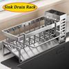 Sink Cleaning Tools Storage Rack Kitchen Multifunctional Stainless Steel Drain Rack for Sponge Cleanser Organizer Rag Hanger