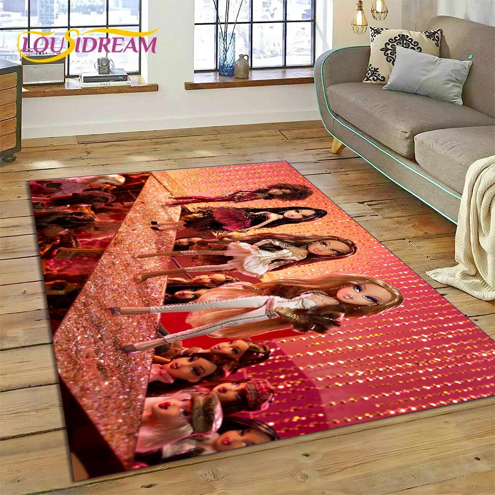HD Cartoon Bratz Doll Cute Girls 3D Rug Carpet for Living Room Bedroom Home Decor,Floor Mat Non-slip Decoration for Sofa Doormat
