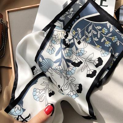 Elegante Temperamento Seta di Gelso Foulard di Seta Stile Autunnale da Donna Stile Straniero Versatile Fiore Doppia Strato Double-Sided Foulard di Seta Striscia
