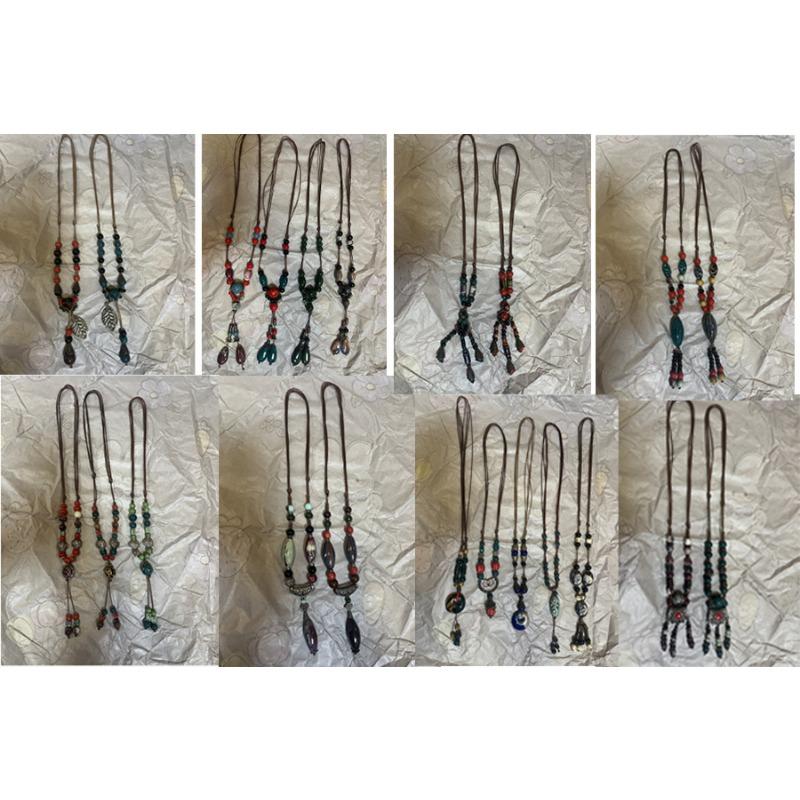 New Forest handmade ceramic necklace, women's retro versatile sweater chain simple long accessories pendant