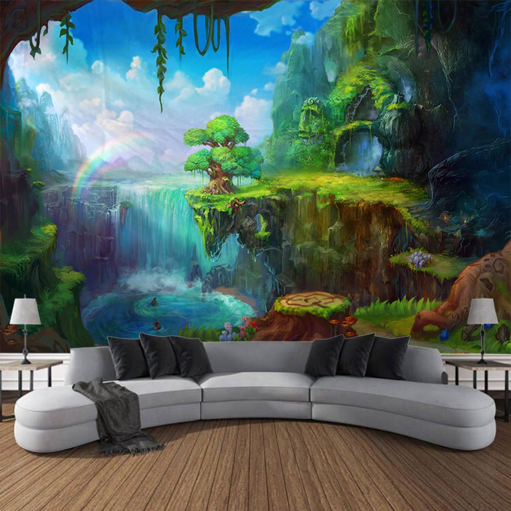 Beautiful garden landscape, tapestry, home art decoration wall mounted fairy tale posters fantasy sea view room background cloth