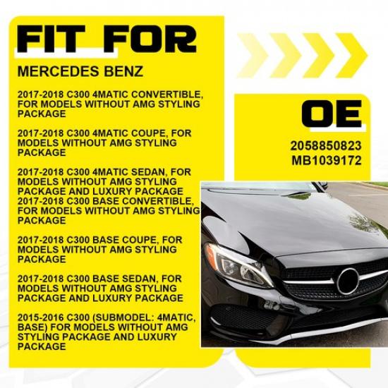 Passenger Side Fog Right Light Cover For 2017-2018 Mercedes Benz C300 Base Coupe