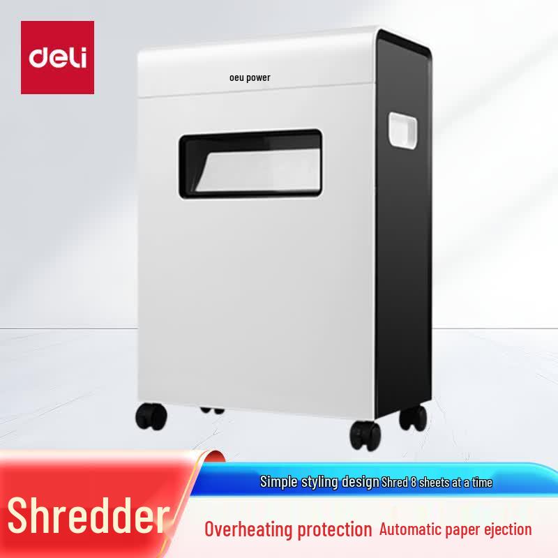 Deli 9911 Flatbed Paper Shredder, P-4 Security CN plug (adapter included)