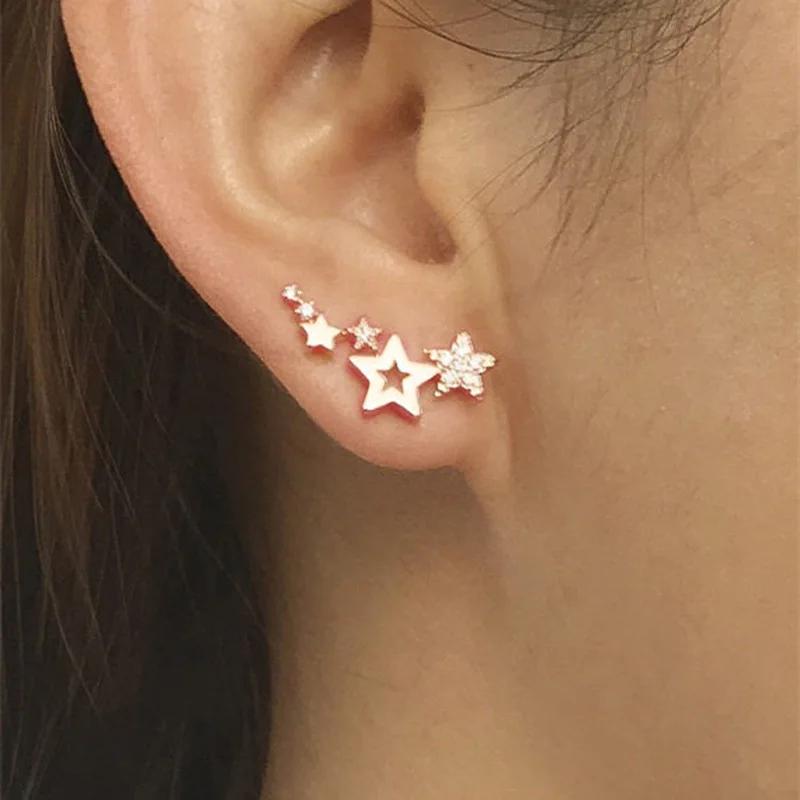Shiny Star Stud Earrings for Women Elegant Zircon Rhinestone Mini Star Earrring Girls Party Birthday Fashion Zircon Gifts