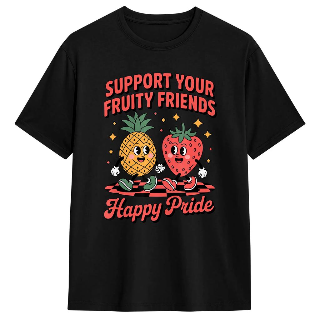Support Your Fruity Friends Lgbtq Tolerance Rainbow Flag T Shirt Unisexs Classic Tshirts Summer Crew Neck Harajuku Tee Shirt