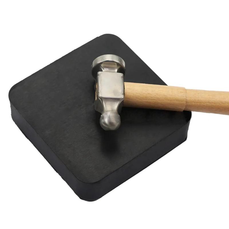 Blocco da banco in gomma da 4 pollici Blocco da banco in gomma nera quadrata per gioielli per la creazione di gioielli e la fucinatura di metalli Stampaggio di gioielli
